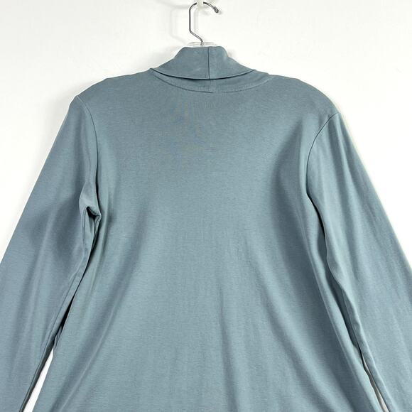 J Jill Long Sleeve Perfect Pima Turtleneck Tunic Pockets Blue Womens Medium - Picture 7 of 12